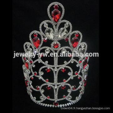 Vente en gros de mode en cristal rouge femmes tiaras couronnes